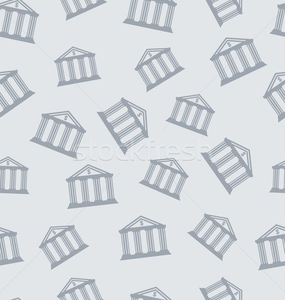Seamless Pattern with Building of Bank Stock photo © smeagorl