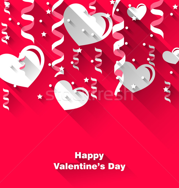 Background for Valentine's Day with paper hearts, streamer Stock photo © smeagorl