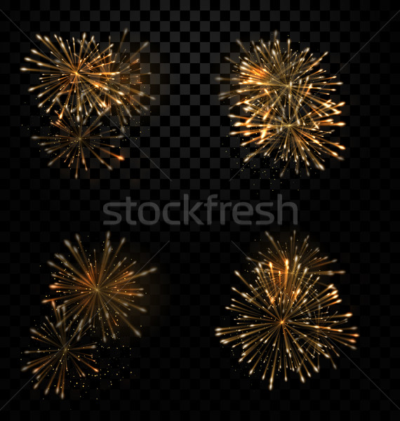 Festive Set Fireworks Salute on Transparent Background Stock photo © smeagorl
