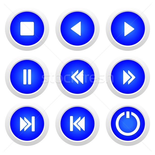 Music blue buttons set Stock photo © smeagorl