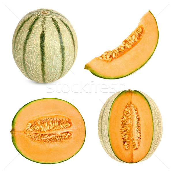 Stock photo: Cantaloupe melon cut in 4 different shapes