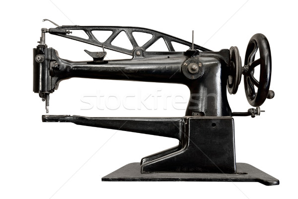 Stockfoto: Vintage · naaimachine · geïsoleerd · witte · industrie · zwarte