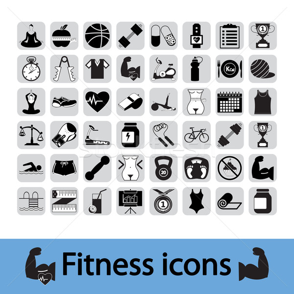 Foto stock: Fitness · iconos · hombre · deporte · salud