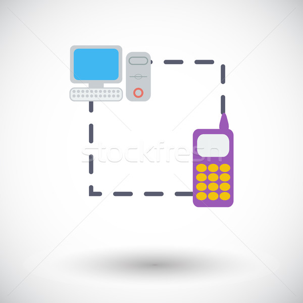 Phone sync single flat icon. Stock photo © smoki