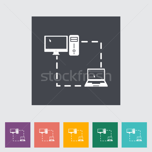 Computer sync single flat icon. Stock photo © smoki