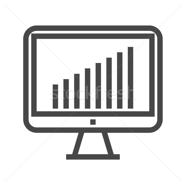 Monitor dun lijn vector icon geïsoleerd Stockfoto © smoki
