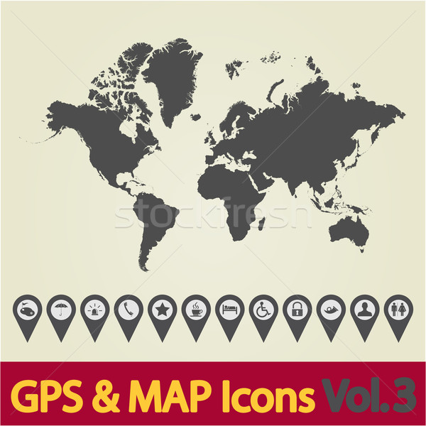 World map icon 3 Stock photo © smoki