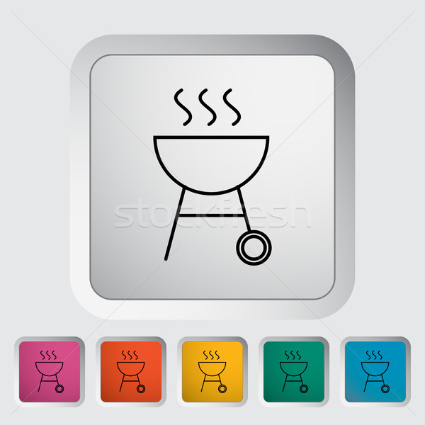 Bbq icon schets knop voedsel ontwerp Stockfoto © smoki