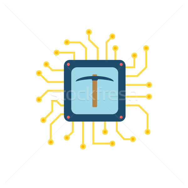 Cpu mijnbouw vector icon microchip geïsoleerd Stockfoto © smoki