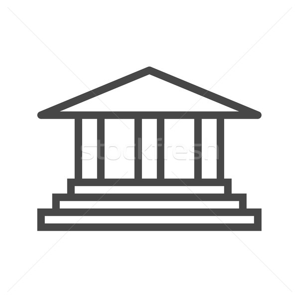 Сток-фото: банка · здании · вектора · икона · тонкий · линия