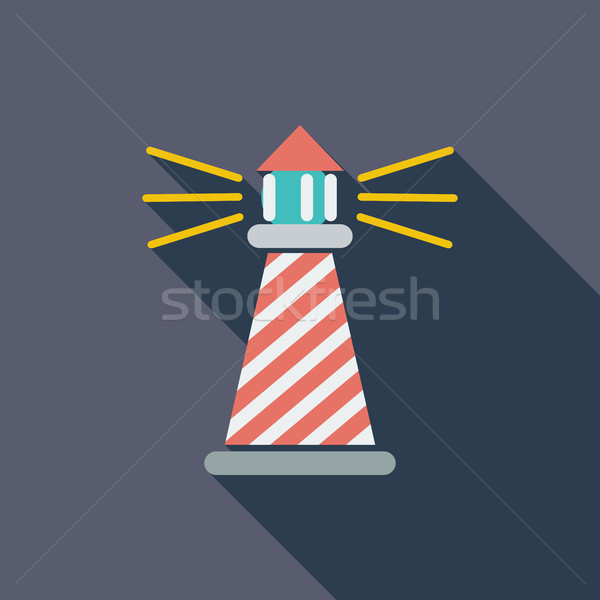 Vuurtoren icon vector lang schaduw web Stockfoto © smoki