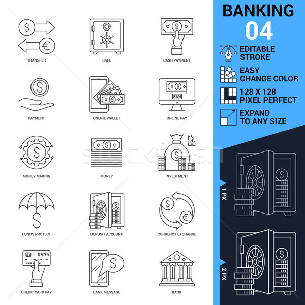 Banking icons set. Thin Line Vector Illustration Stock photo © smoki