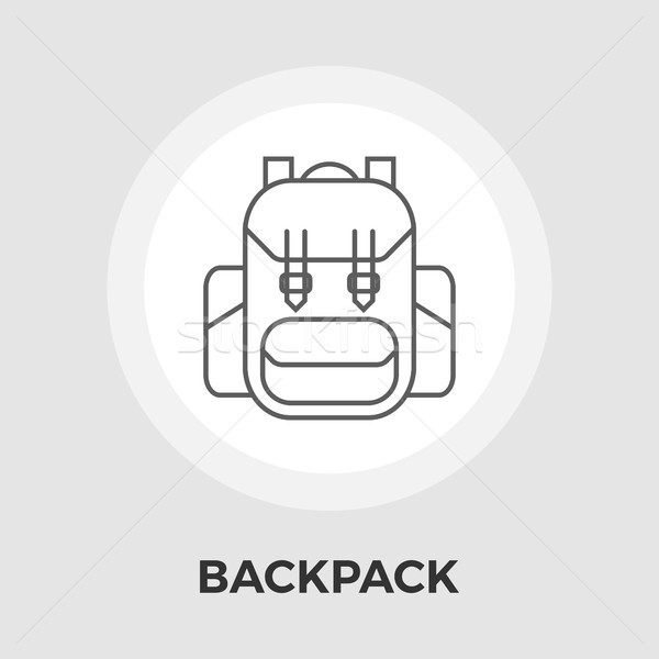 Foto stock: Mochila · linha · ícone · vetor · isolado · branco