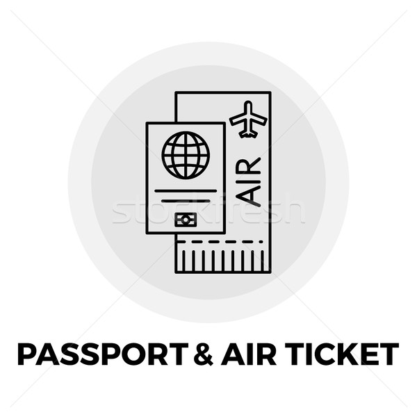 Foto stock: Pasaporte · billete · icono · vector · aislado · blanco