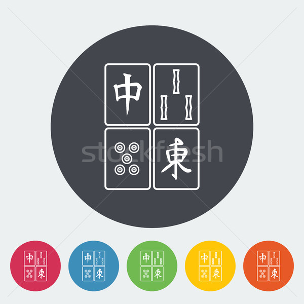 Mahjong ícone círculo botão chinês jogar Foto stock © smoki