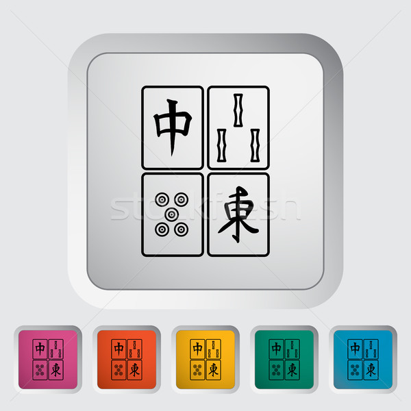 Mahjong ícone botão chinês telha jogos de azar Foto stock © smoki