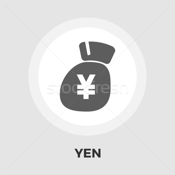 Foto stock: Yen · icono · vector · aislado · blanco