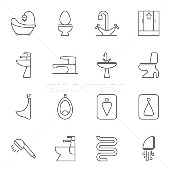 Sanitary engineering flat vector icon set Stock photo © smoki