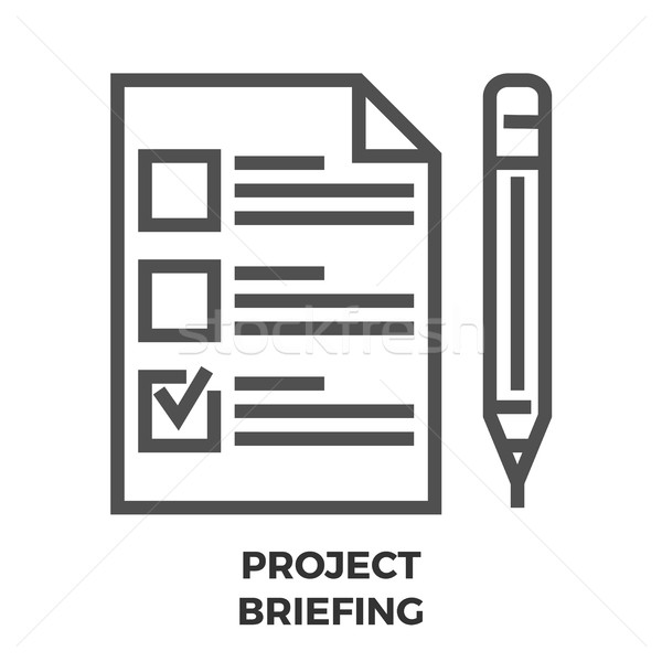 Stockfoto: Project · briefing · lijn · icon · dun · vector