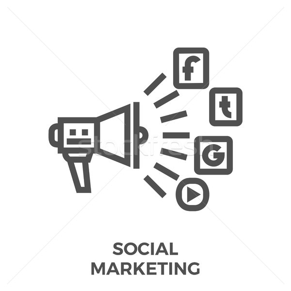 Sociale marketing lijn icon dun vector Stockfoto © smoki