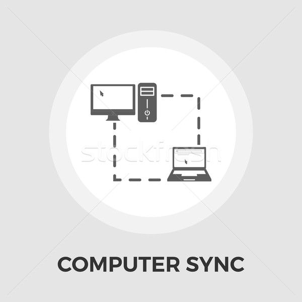 Computer sync single flat icon. Stock photo © smoki