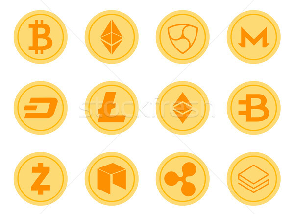 Crypto Coins Icons Set. Stock photo © smoki