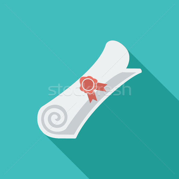 Foto stock: Diploma · icono · vector · largo · sombra · web