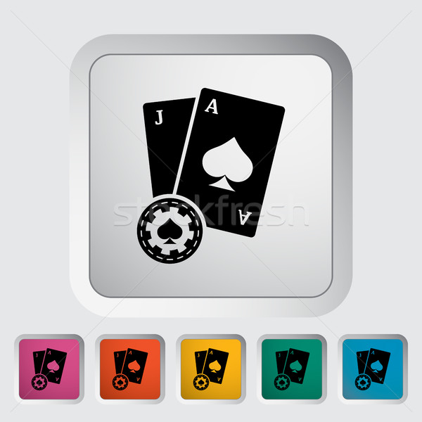 Maczuga ikona przycisk serca kasyno poker Zdjęcia stock © smoki