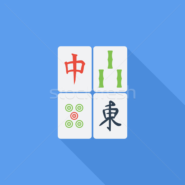Mahjong ícone vetor longo sombra teia Foto stock © smoki