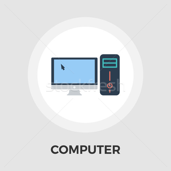 Komputera wektora ikona computer icon odizolowany biały Zdjęcia stock © smoki