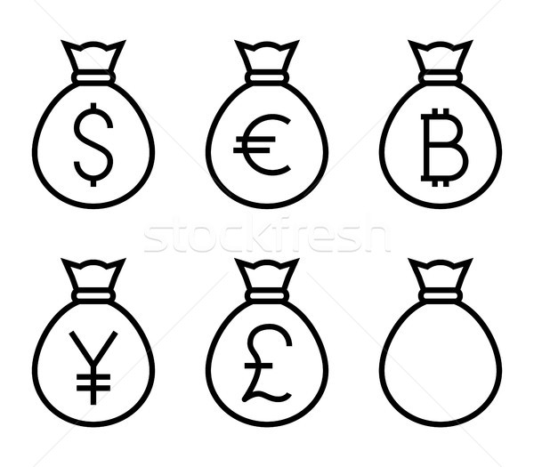 ストックフォト: 袋 · お金 · 薄い · 行 · ベクトル · アイコン