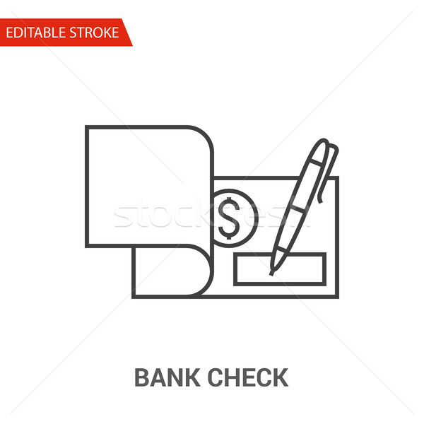 Bank Check Icon. Thin Line Vector Illustration Stock photo © smoki