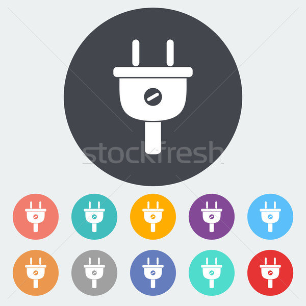 電動 插頭 圖標 圓 設計 技術 商業照片 © smoki