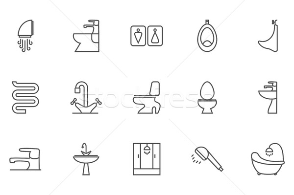 Sanitair iconen engineering vector dun Stockfoto © smoki