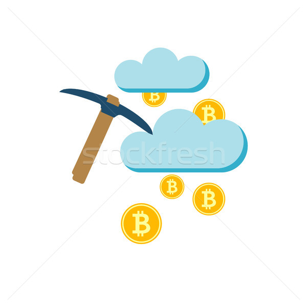 Nuage minière vecteur icône nuages bitcoin [[stock_photo]] © smoki