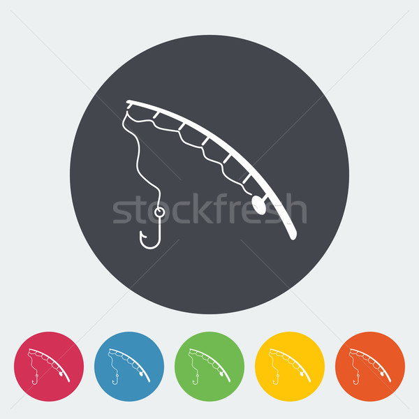 Horgászbot ikon kör hal sport terv Stock fotó © smoki