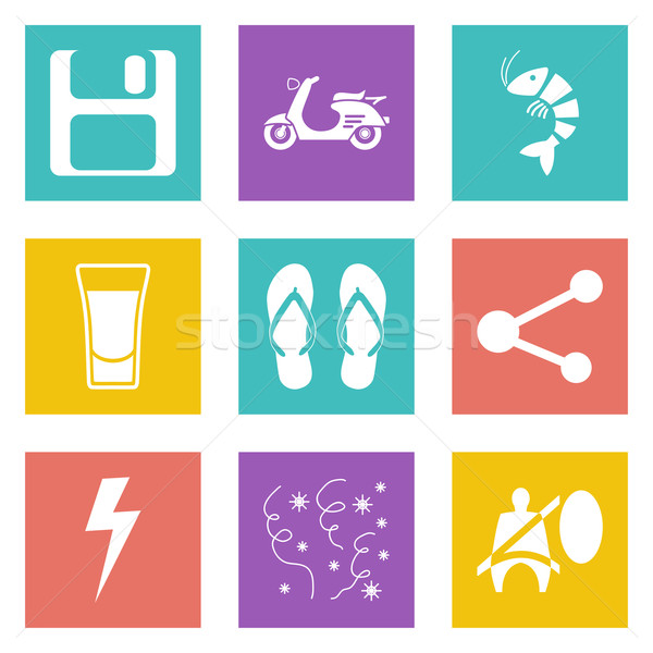 Culoare icoane web design set mobil aplicatii Imagine de stoc © smoki