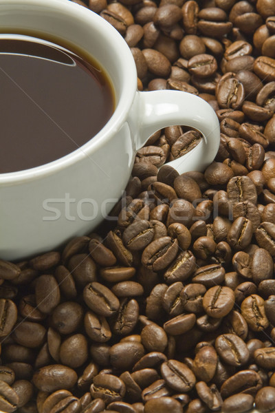 black coffee and beans Stock photo © smoki