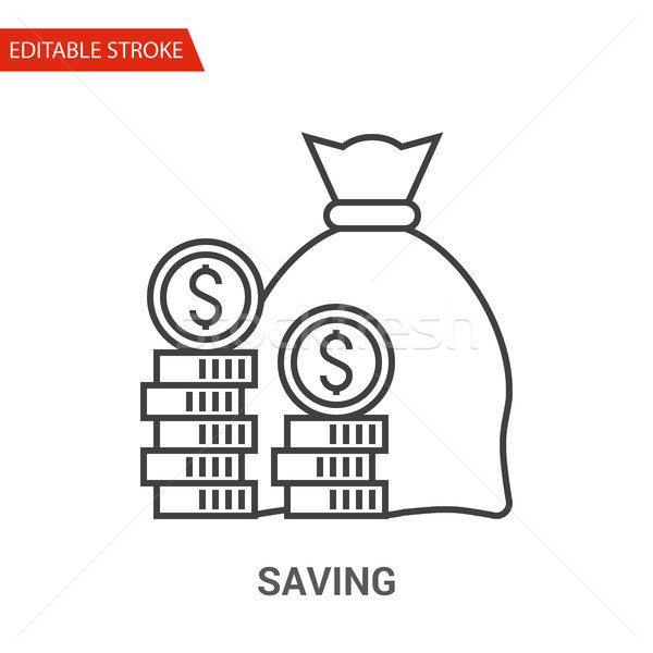 Saving Icon. Thin Line Vector Illustration Stock photo © smoki