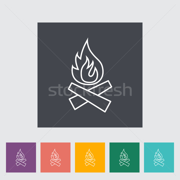 Vreugdevuur icon schets knop brand hout Stockfoto © smoki