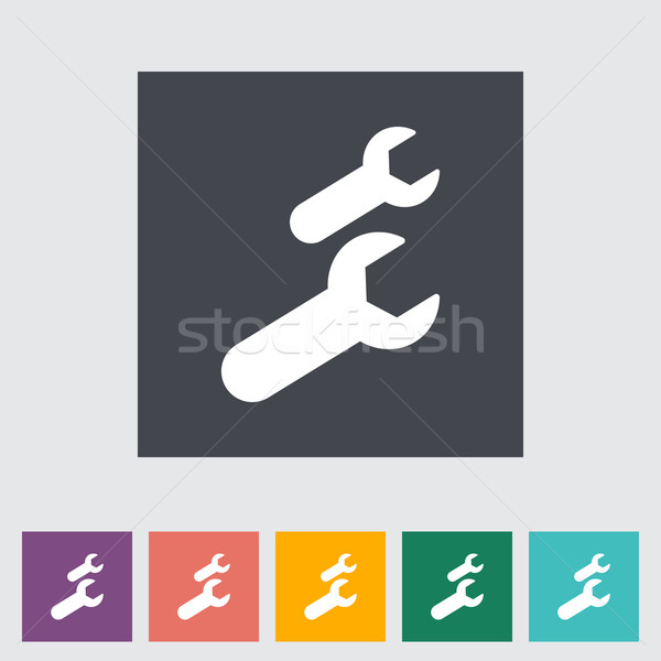 Wrench single flat icon. Stock photo © smoki