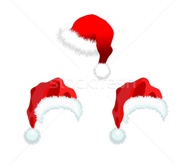 Three red Santa Claus Hat Stock photo © smoki