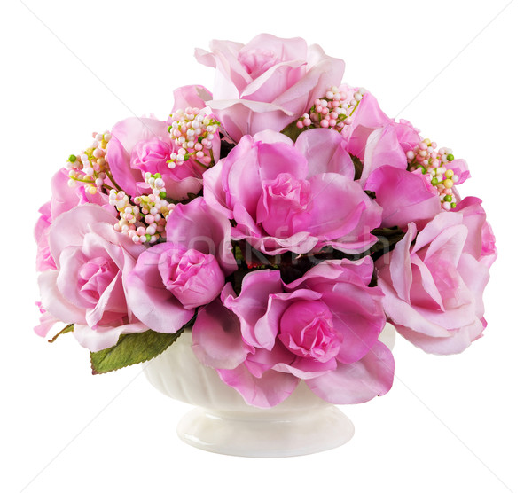 Bukiet róż różowy kolor ceramiczne puli Zdjęcia stock © smuay