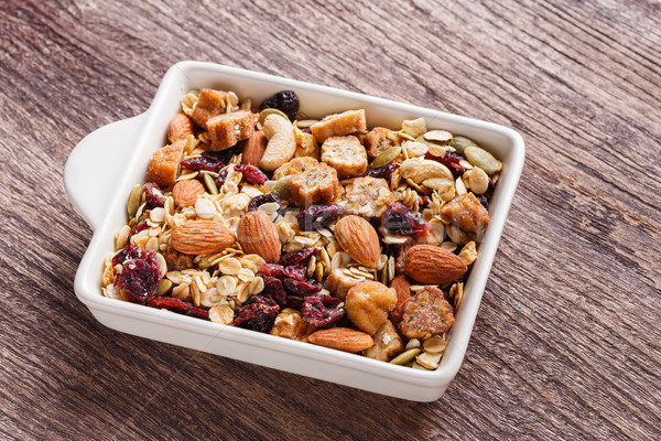 Granola muesli céramique bol table en bois [[stock_photo]] © smuay