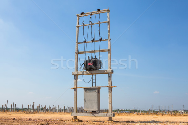 Stockfoto: Elektrische · transformator · nieuwe · bouwplaats · technologie · netwerk