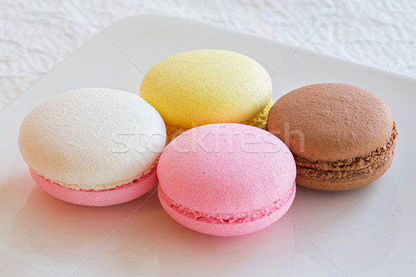 Francuski macarons kolorowy biały naczyń Zdjęcia stock © smuay