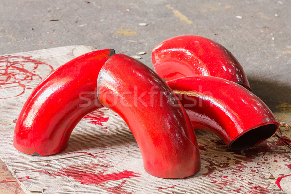 紅色 顏色 鐵 管 聯合 襤褸 商業照片 © smuay