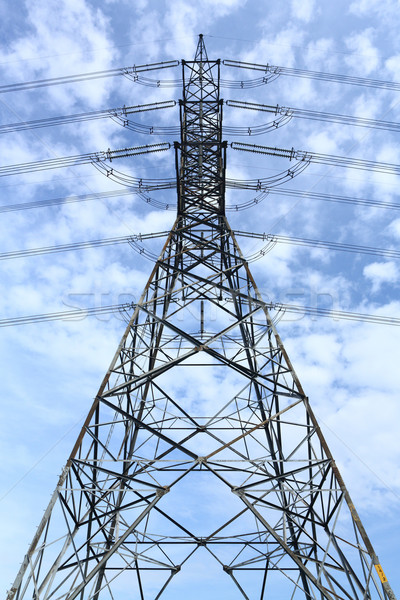 Hoogspanning toren elektriciteit blauwe hemel business hemel Stockfoto © smuay