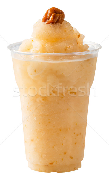 Szilva smoothie közelkép műanyag csésze izolált Stock fotó © smuay