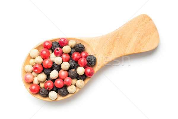 Colorful peppercorn in wooden spoon Stock photo © smuay